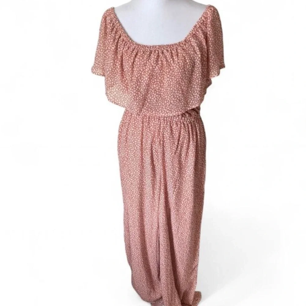 Sage the Label Pink Off the Shoulder Jumpsuit size Large - Picture 4 of 7